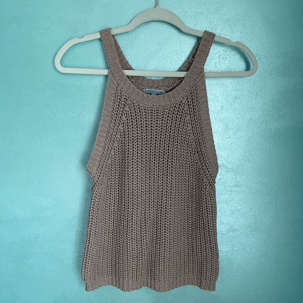 Knit Taupe Halter Top